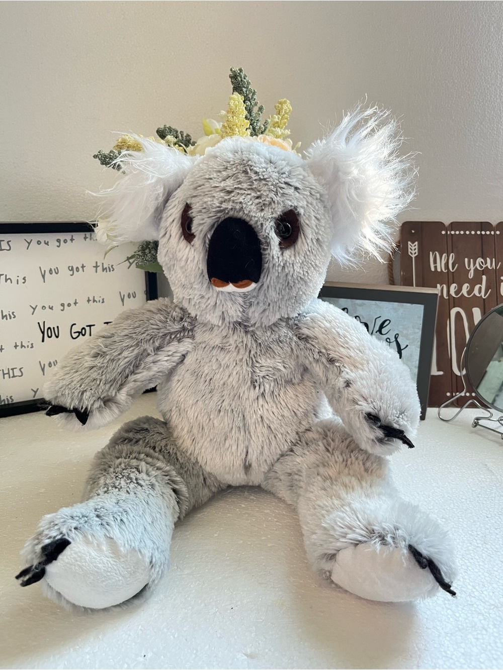 ANIMALANDIA Plush Grey Koala Stuffed Animal - Soft Fuzzy Home Accent